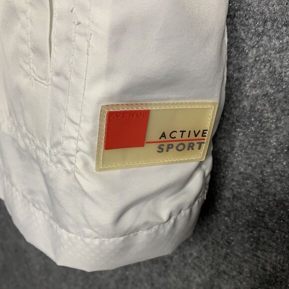 Avenue Sport White Hooded Full Zip Windbreaker Jacket Women 18/20 Zipper Pockets - Picture 8 of 14